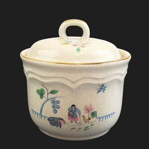 Vintage International Stoneware Sugar Bowl Heartland Covered Country Farmhouse